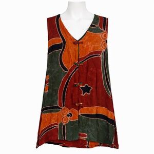 Size L Priscilla International Women’s Sleeveless Abstract Print Tunic Top